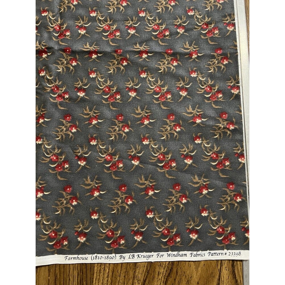 Spring/Summer Floral Fabric - 42" X 1 Yard- Vintage Farmhouse Rustic Blue/Red